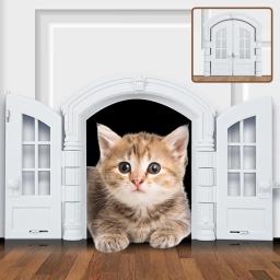 Porta dupla intempéries para animais de estimação, porta interior para gato e cachorro, porta sem aba para gato e cachorro, abertura francesa - Image 1