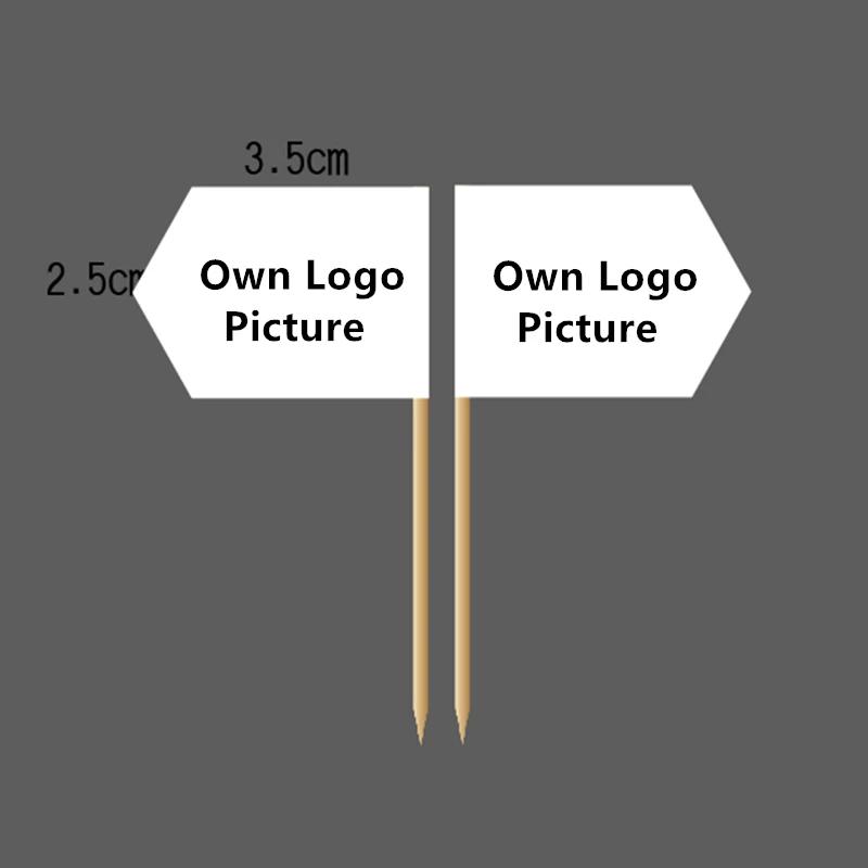 Logotipo personalizado Impresso Pequeno Toothpick Banners, Restaurante Bar Pub Partido Acessórios Do Evento, 2 Bandeira Lateral, Vendas Decoração, 100Pcs por Conjunto - Image 1