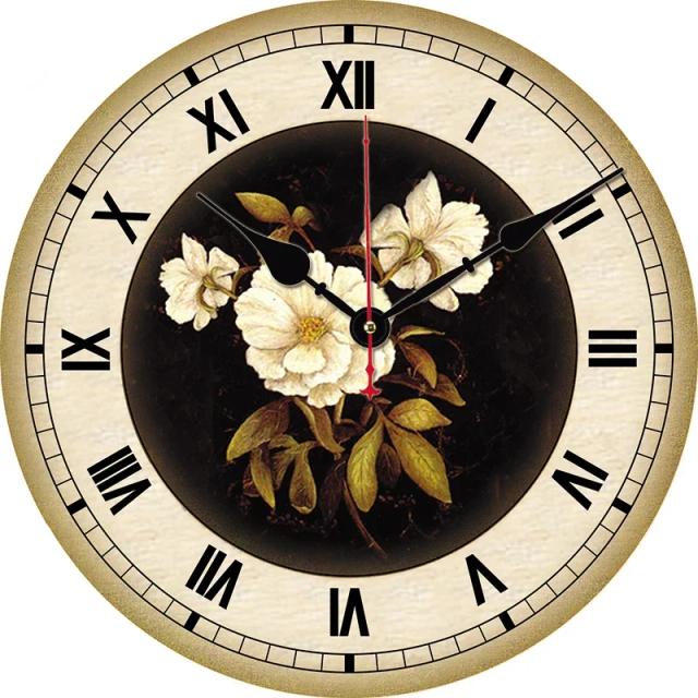 Relógio de Parede Vintage Silencioso Redondo Shabby Chic para Decoração de Casa, Quarto e Escritório