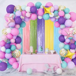Cortina de franja colorida para menina, cenários macaron, cortina de ouropel, sereia unicórnio, decoração de casamento, casamento, 2pcs - Image 2