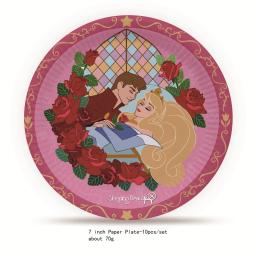 Disney aurora princesa dormindo beleza festa de aniversário suprimentos decoração látex balão pano de fundo placas de papel copos broche crianças brinquedos - Image 4