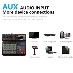 Studio Audio Mixer com USB, entrada estéreo de 6 canais, DJ Sound Controller para Karaoke Music, Interface Mixing Board, PC, 2 canais - Image 2