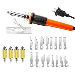 1 conjunto de faca elétrica kit ferramenta cortador com cortador calor estêncil cortador para pano plástico macio fino estêncil eua/ue plug peças - Image 3
