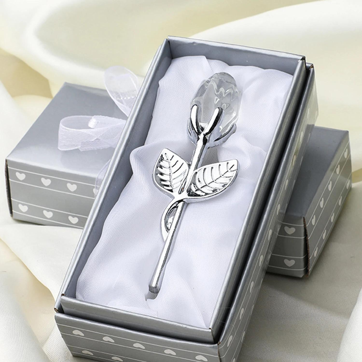Crystal Glass Rose Flower Figurines com Caixa De Presente, Favores Do Dia Dos Namorados, Amantes De Natal Presente, Lembrança, Decoração Do Casamento, 5 Cores - Image 1