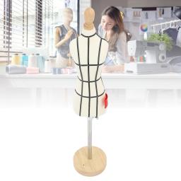 Forma Miniatura com Base de Madeira, Manequim De Costura, Exibição De Roupas Corporais, Modelo Para Costura E Ensino, 1/2 Tamanho - Image 2