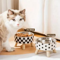 Elevada Anti-Choking Pet alimentação tigela com suporte, levantado Cat Food and Water Feeder, Suprimentos para beber, cães pequenos e médios - Image 1