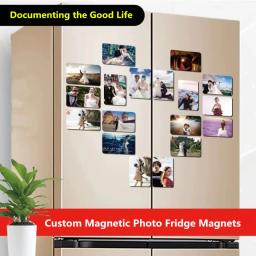Fotos personalizadas adesivos de geladeira magnética diy criativo bebê fotos casal paisagem fotos ímã de geladeira personalizado - Image 1