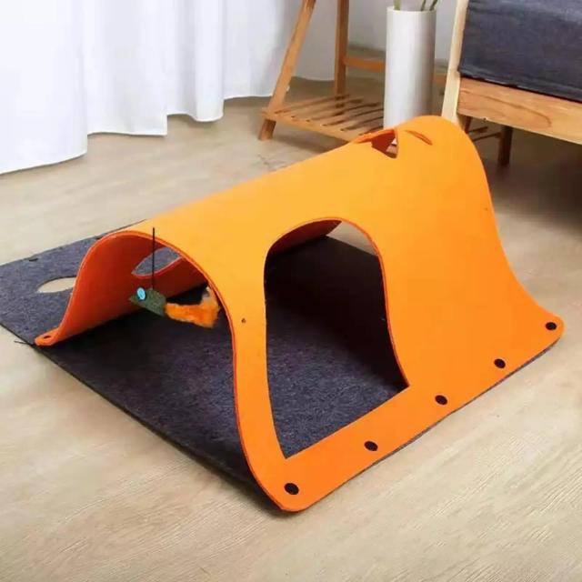 Brinquedo Interativo para Gatos: Túnel de Feltro com Mouse Suspenso e Casa Aconchegante para Diversão Garantida