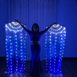 Acessórios para Dança do Véu de Seda, Luzes LED longas azuis e brancas, Trajes de Prática e Performance de Palco 180cm - Image 4
