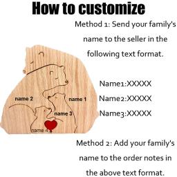 Enfeites De Madeira Personalizados Para Pintar O Tema Da Família Do Urso Quebra-cabeça, DIY, Gravura Livre, Nome Puzzles, Decoração De Casa, Presente Personalizado - Image 3