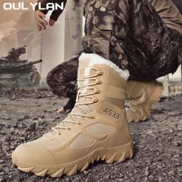 Botas quentes para homens e mulheres, Sapatos de escalada e caminhada, Sapatos de treinamento duráveis, Botas de neve do deserto, Inverno - Image 1