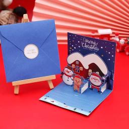 Presente de Natal cartão dobrado conjunto com adesivos, cartão tridimensional, criatividade, deixar a palavra, cartão Festival - Image 2