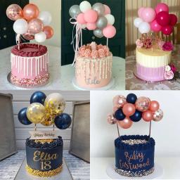 Látex Balão Decorações Do Bolo, Lantejoulas De Metal, Balões De Confete, Crianças Festa De Aniversário Decoração Do Bolo, Casamento, Decoração Do Chuveiro Do Bebê, 5 ", 10 Pcs - Image 1