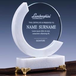 Troféu De Mármore Branco, Prêmio Personalizado, Troféu De Cristal De Madeira, Criativo, Honra High-End, Cartão De Autorização, Troféu Redondo - Image 2