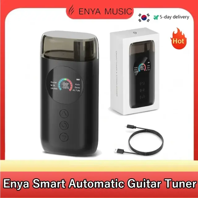 Afinador inteligente Enya para guitarra com tela LCD colorida, metrônomo e enrolador de cordas para guitarras elétricas e acústicas