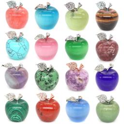Estátua de maçã colorida com pedras preciosas naturais, Cristais Cura Pedras, Escultura Reiki Frutas, Figurinhas Artesanato, Decoração para casa e quarto, Presentes - Image 1