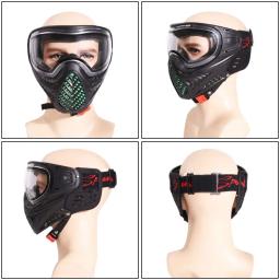 Máscara de paintball tático da segurança da cara do esporte completo ou máscara de airsoft com óculos coloridos dobro da lente - Image 6