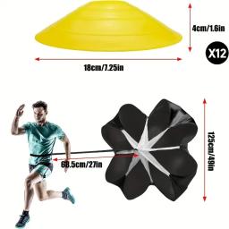 Pro Speed and Agility Training Set, Inclui Agility Ladder, Steel Piles, Disccones, Resistance Umbrella, Football Training - Image 4