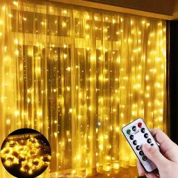 Cortina LED String Lights com controle remoto, Fairy Garland, lâmpada para Festival, Decoração de Natal, Festa, Casamento, Quarto, Casa - Image 2