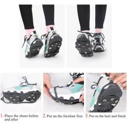 Pinça de gelo de 8 dentes para sapatos inverno ao ar livre antiderrapante caminhadas alpinismo gelo neve crampons antiderrapante capas de sapato - Image 5