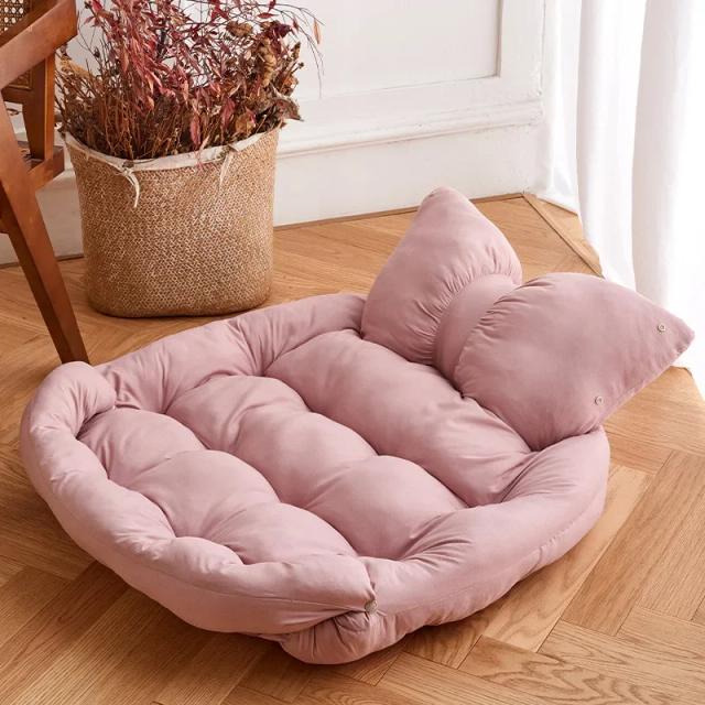 Cama Multifuncional Ajustável para Cães e Gatos com Almofada Confortável e Arcos Decorativos para Estilo Princesa