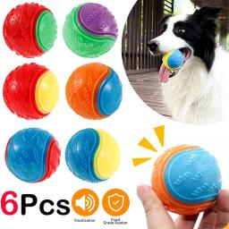 TPR Squeaky Bolas para Cães, Brinquedos Interativos, Mastigar Brinquedo, Limpeza dos Dentes, Resistência à Mordida, Pet Shop, 6Pcs - Image 1