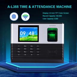 A-L355 tcp/ip biométrico de impressão digital tempo sistema gravação escritório empregado tempo máquina relógio para o sistema controle acesso com wifi - Image 1