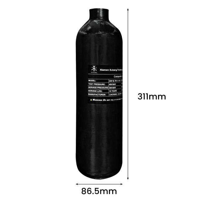 TUXING 300Bar 4500Psi 0.7L/0.5L/0.36L/0.42L Cilindro de fibra de carbono 700cc/500cc Garrafa de ar de alta pressão HPA Tanque Rosca M18 * 1.5