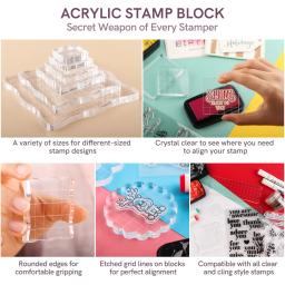 Kit de bloco de carimbo acrílico transparente, tamanhos variados, com linhas de grade, ferramentas de estampagem para diy, scrapbooking, artesanato, fabricação de cartão - Image 2