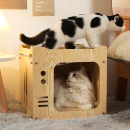 Ninho de madeira multi-camada, Cat Hammock, Cat's Villa Cabinet, casa de cama fechada, DIY - Image 4