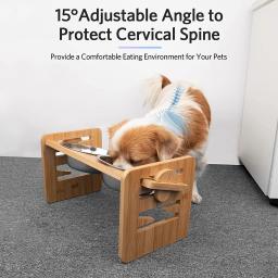 Tigelas de bambu elevadas para cães com suporte, ajustável, levantado, cachorro, gato, comida, tigelas de água, suporte, coelho, alimentador para animais pequenos e médios - Image 2