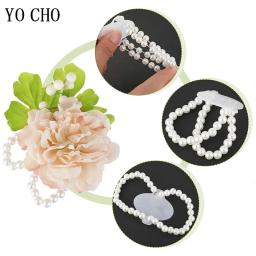 Pulseira Elástica Pérola para a Noiva, Acessórios para Decoração DIY, Handmade Corsage, Pulseira para Festa na Praia, 10 Pcs - Image 5