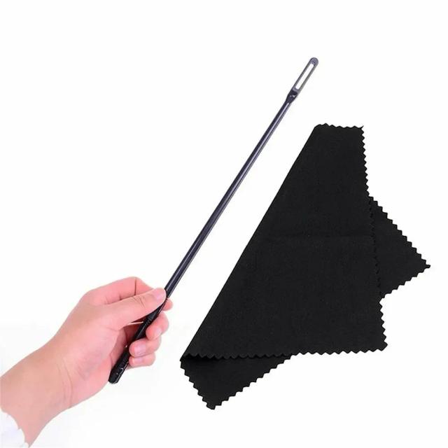 Kit de Limpeza de Flauta de 14 Polegadas com Haste de Plástico e Pano para Piccolo e Outros Instrumentos