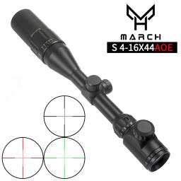 Óptica-Tactical Visão March Verde e Vermelho Iluminado Rifle Scope, Airsoft Air Guns Riflescope para Caça, Verde, Vermelho, 4-16x44 - Image 1