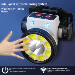 Recarregável LED Farol de Pesca, alta potência, lanternas, lanterna, suporta tanto alta e baixa Beam, Sensing Função - Image 4