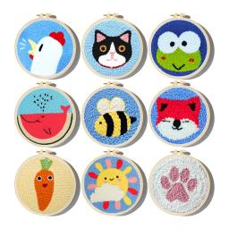 Cartoon Animal Punch Needle Embroidery Kit para Iniciantes, Soft Yarn Needlework Set, Home Decor, Bonito - Image 1