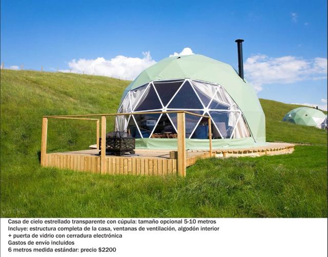 Cúpula Geodésica de Luxo Transparente para Acampamento, Hotéis e Resorts em Meia Esfera de PVC