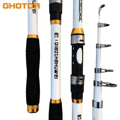 GHOTDA Vara de Pesca Telescópica 2.1m-3.6m Carpa Alimentador Duro FRP Fibra de Carbono