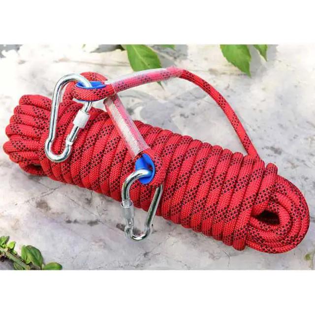 Corda de Escalada de 20m com Gancho de Alta Resistência para Camping e Resgate Outdoor