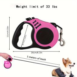 Trela para cães retrátil, guia extensível para cães pequenos e grandes, com freio e bloqueio de um botão, fita de nylon forte, 3m - Image 3