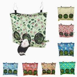 Alimentador de feno para cobaias Saco de alimentação de coelho Alimentador de animais pequenos Dispensadores de comida de coelho Acessórios para gaiola 3 furos - Image 1
