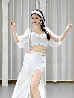 Roupas de prática de dança do ventre usar saia e topo 2 peças conjunto para mulheres adultas desempenho de palco traje de prática pessoal - Image 3