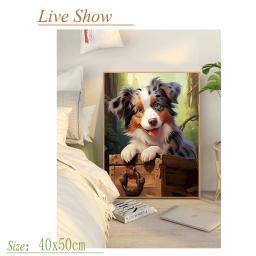 Pintura a óleo por números Kits para decoração de casa, quadro, pintura, sem moldura, desenho animal, cão, personalizado, lona, DIY - Image 4