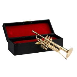 Mini instrumento de sopro trombone trompa francesa saxofone cobre modelo dourado ornamentos com caixa de armazenamento de 87 - Image 1