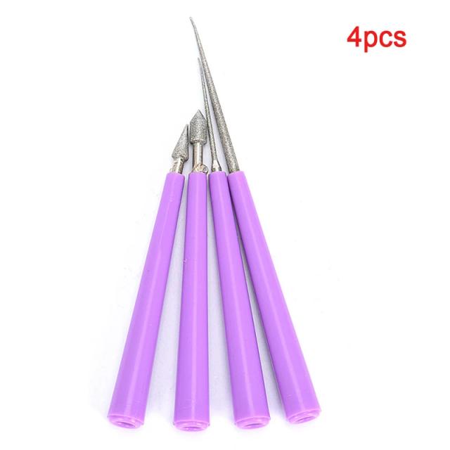 Conjunto de 4 Peças de Ferramentas de Artesanato em Carpintaria com Reamer Ampliador para Miçangas de Vidro em Diamante e Pérola Roxa