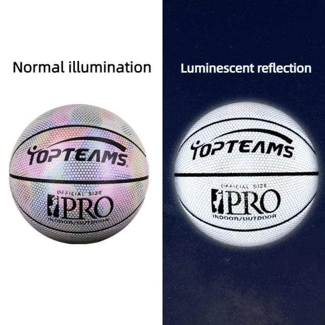 Bola de Basquete Padrão 7 em PU com Design Reflexivo Holográfico - Presente Ideal para Amantes de Esportes e Treinamentos