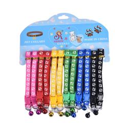 Coleira de fivela de nylon com sino para animais, coleiras, gato e cachorro, 6 cores, pegada, 12pcs - Image 1