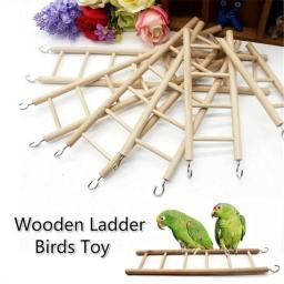 Escada De Escalada De Madeira Sólida, Brinquedo De Pássaro De Madeira, Escada De Hamster, Suprimentos De Gaiola De Papagaio, 1Pc - Image 3