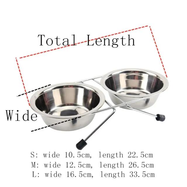 Tigelas Duplas de Aço Inoxidável para Cães e Gatos com Suporte Durável e Antiderrapante - Alimentador Prático para Comida e Água