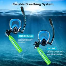 Tanque de mergulho com máscara de snorkel 0,5L Mini Polmões portáteis Cilindro de oxigênio Máscara de mergulho facial completo Sistema de respiração subaquática - Image 4